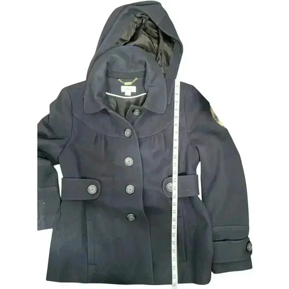 ANN TAYLOR Loft PeaCoat Size 10 Navy Blue Virgin Wool Blend Great Condition - Picture 14 of 16